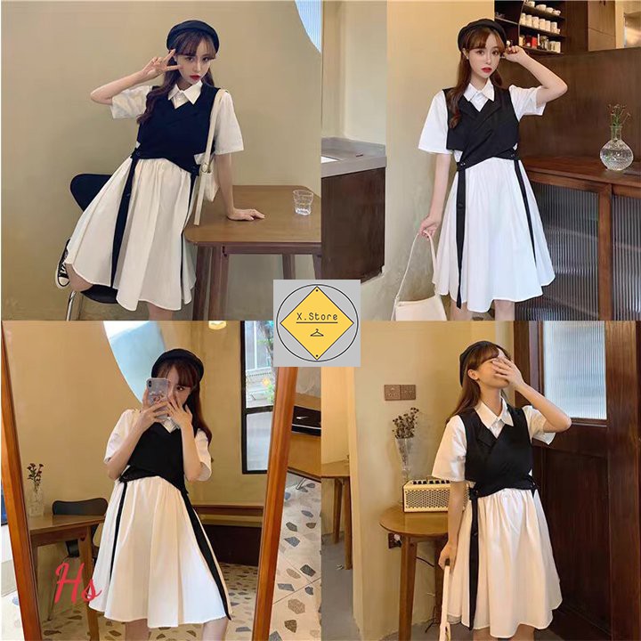 Set Váy Sơ Mi Kèm Gile Đai Tách Mềm Mịn Không Nhăn Unisex Mặc Được 2 Kiểu X.Store Có Ảnh Thật + Đánh Giá Hot Trend 2021