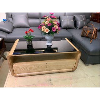 Bàn Trà gỗ sồi mặt Kính cho SOFA phòng khánh Sang Đẹp