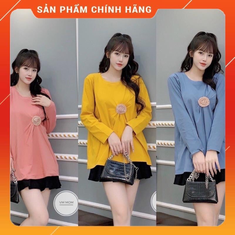 Áo bà bầu dài tay thu đông cotton công sở thiết kế cao cấp đẹp giá rẻ trẻ trung ABDTNO