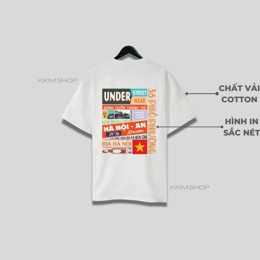 Áo thun tay lỡ HÀ NỘI, Áo phông 63 tỉnh thành Form rộng oversize, chất liệu Cotton KKIMSHOP