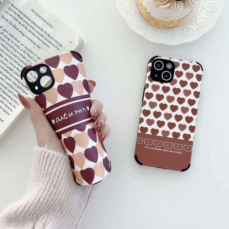 Ốp Điện Thoại Mềm Họa Tiết Trái Tim Gấu Bảo Vệ Camera Chống Rơi Cho iPhone 13 12 11 Pro Max Mini XS XR X 8 7 6 6S Plus + SE 2020