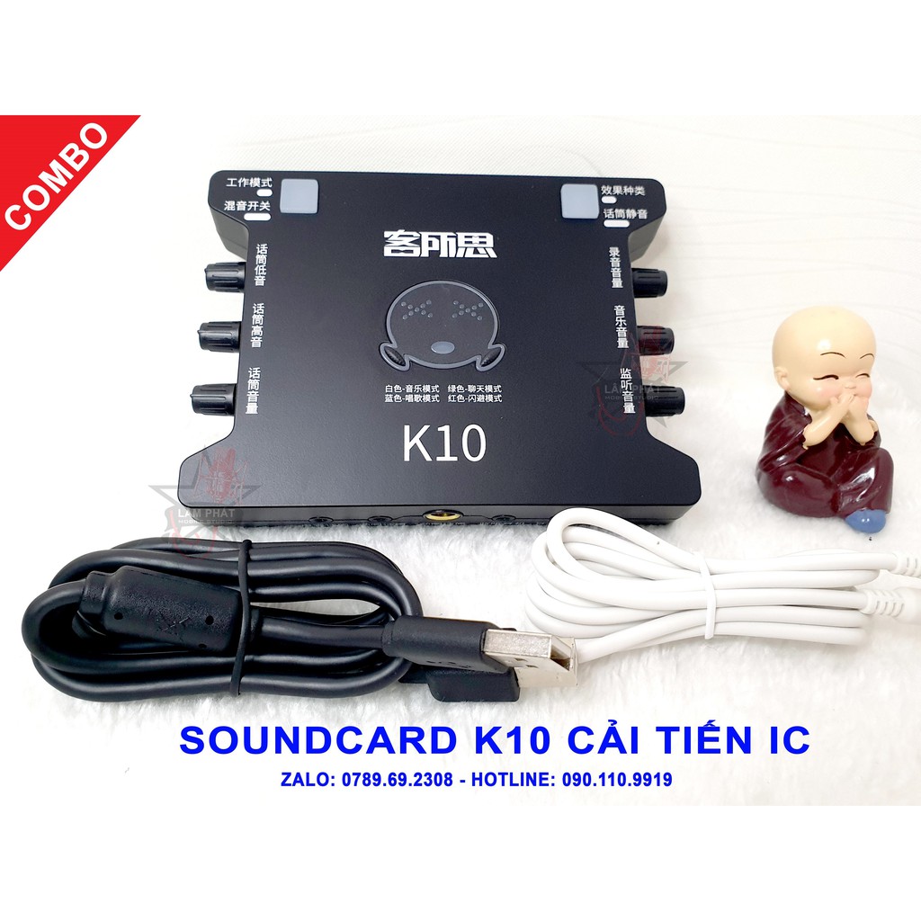 SOUNDCARD XOX K10 CẢI TIẾN IC 2019 TẶNG DÂY LẤY NHẠC VÀO BẰNG ĐIỆN THOẠI