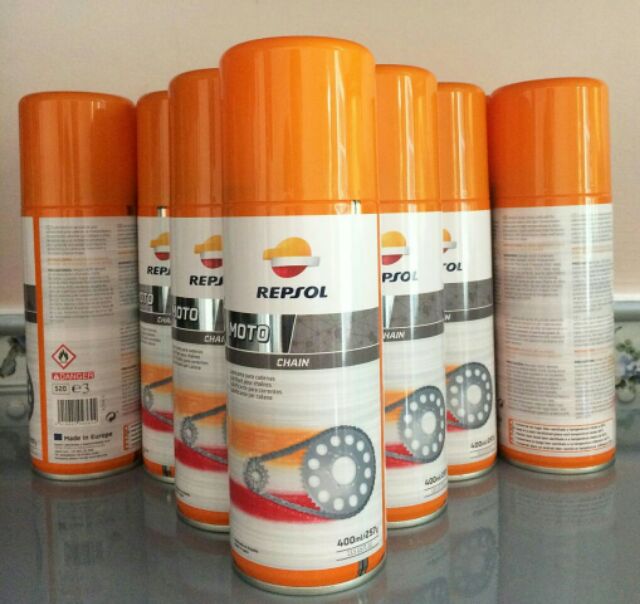 Chai Xịt Bảo Dưỡng Bôi Trơn sên xe Repsol Chain Lube 400ml