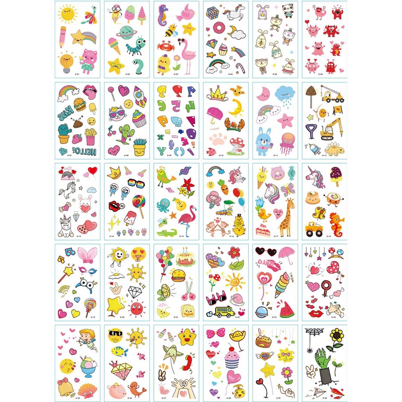 Set 30 Tấm Hình Xăm Dán Dễ Thương