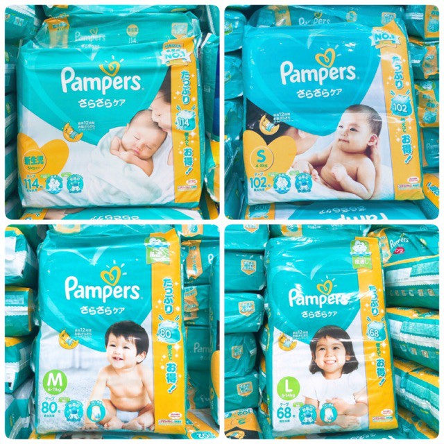 (Hà Nam)  combo 2 bịch Bỉm Pampers nội địa Nhật dán/quần đủ size NB114, S102, M80, L68, XL50, XXL32