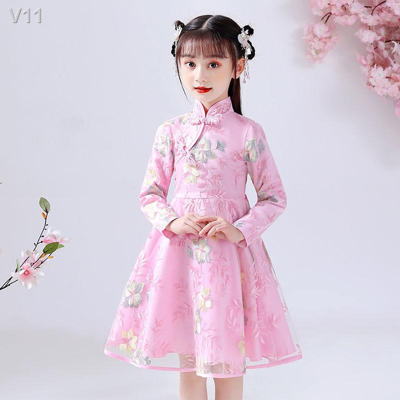 ☼₪[Hanfu ｜ Bán hàng số 1 tại cửa của chúng tôi] Hanfu bé gái ăn mặc trẻ em mới phong cách Trung Quốc váy công chúa sườn