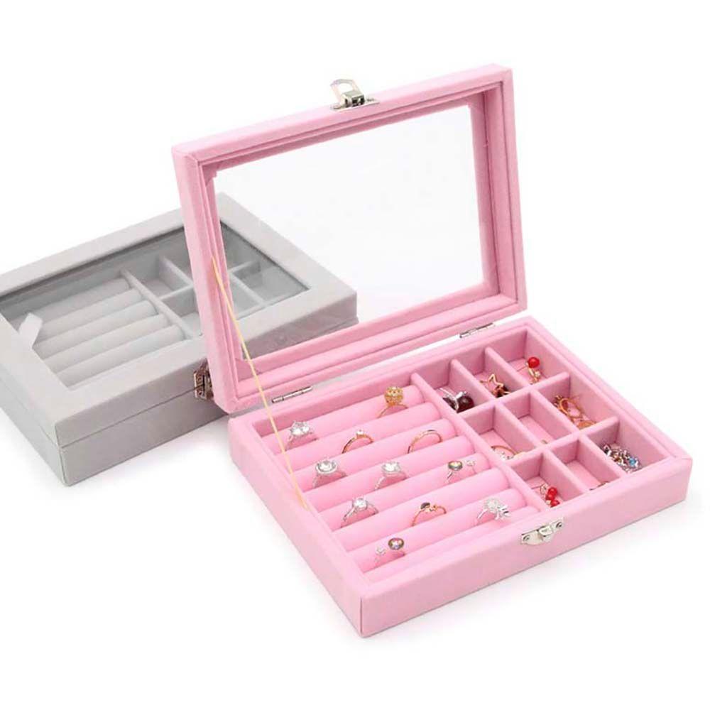 ANEMONE Hộp Đựng Trang Sức Có Nắp Kính Chống Bụi Tiện Dụng Ốp