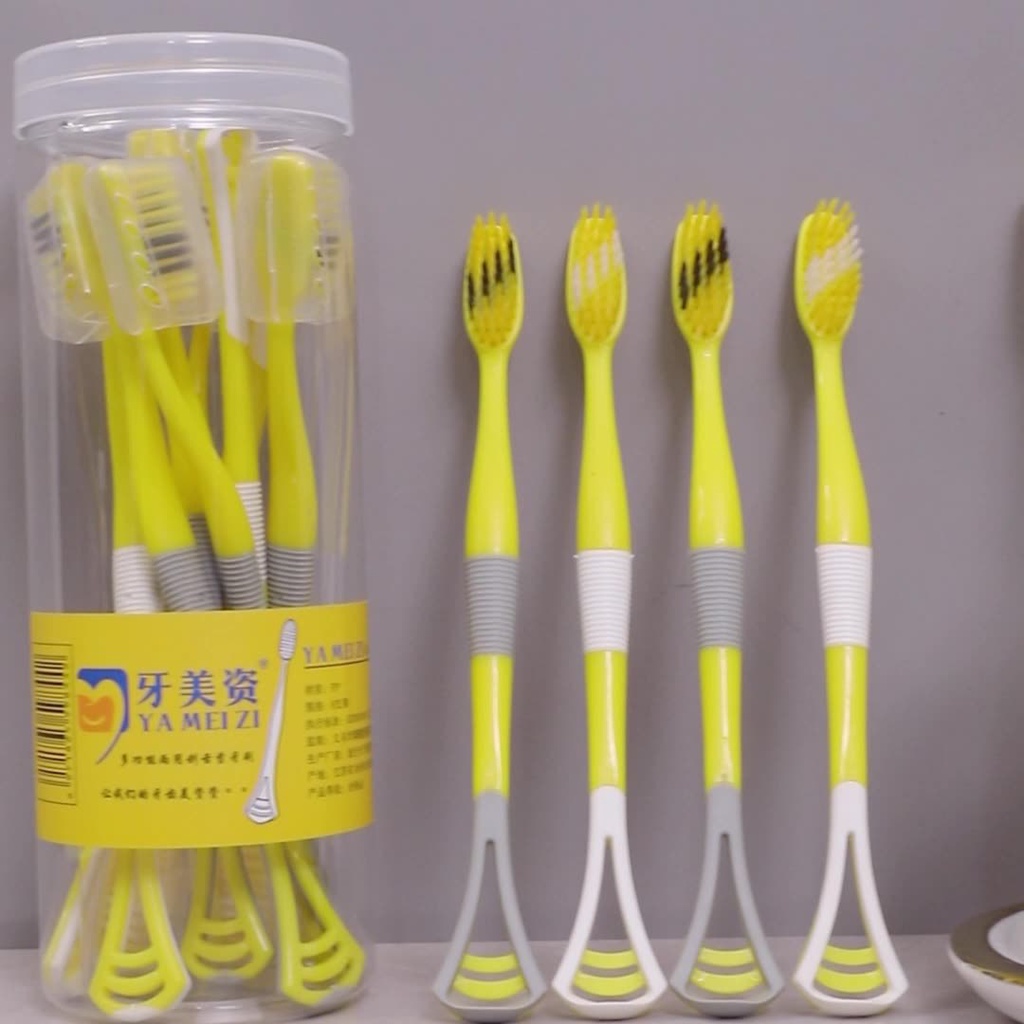 Hộp 8 bàn chải đánh răng vịt vàng GDUCK kèm đầu cạo lưỡi siêu sạch