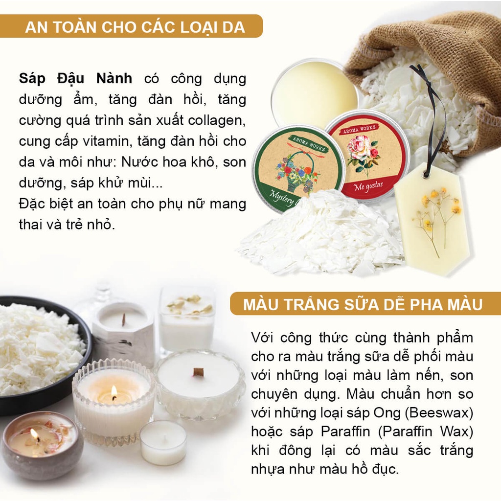Sáp Đậu Nành Làm Nến Thơm Cao Cấp Nguyên Chất Natural Soy Wax
