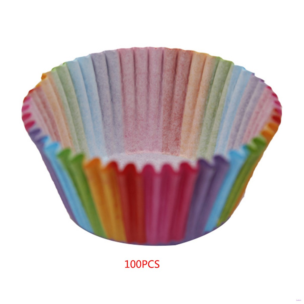 Set 100 Cốc Giấy Làm Bánh Cupcake Nhiều Màu Sắc