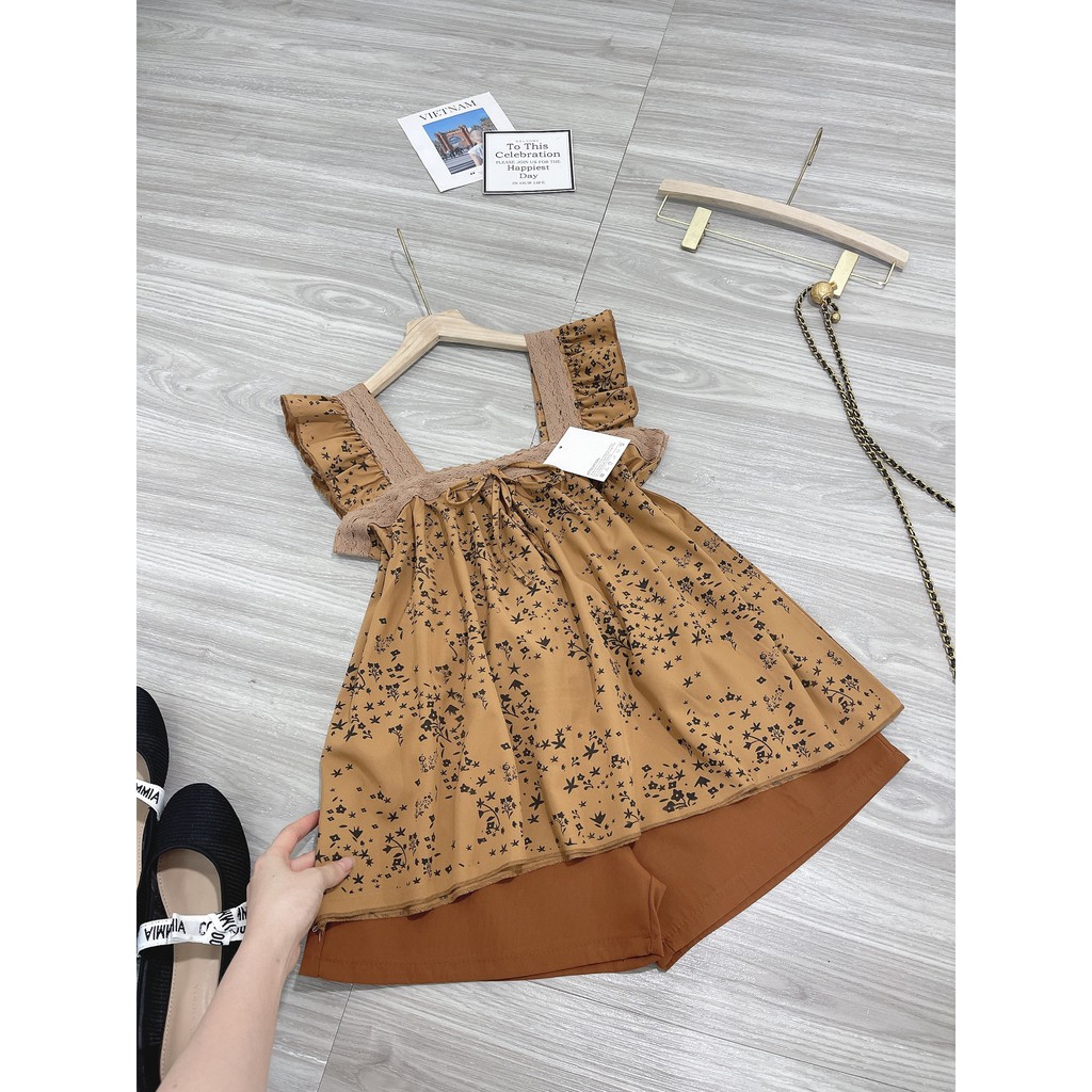 Set Hoa Nâu Tây Cánh Tiên Phối Ren | BigBuy360 - bigbuy360.vn