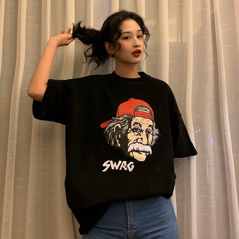 Áo Thun Tay Lỡ 100% Cotton Form Rộng Unisex Ulzzang Nhà Bác Học