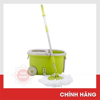 Bộ lau nhà xoay tay 360 độ lock&lock walkable mop-l003 xanh lá