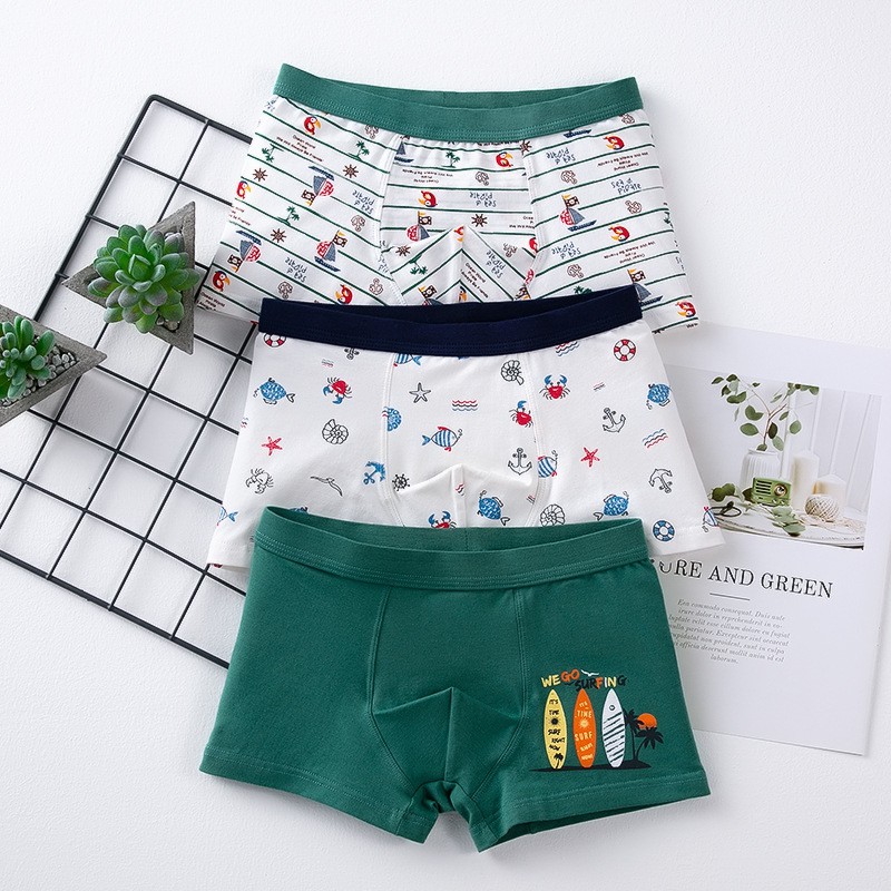 Set 3 Quần Lót Boxer In Hình Dễ Thương Cho Bé Trai