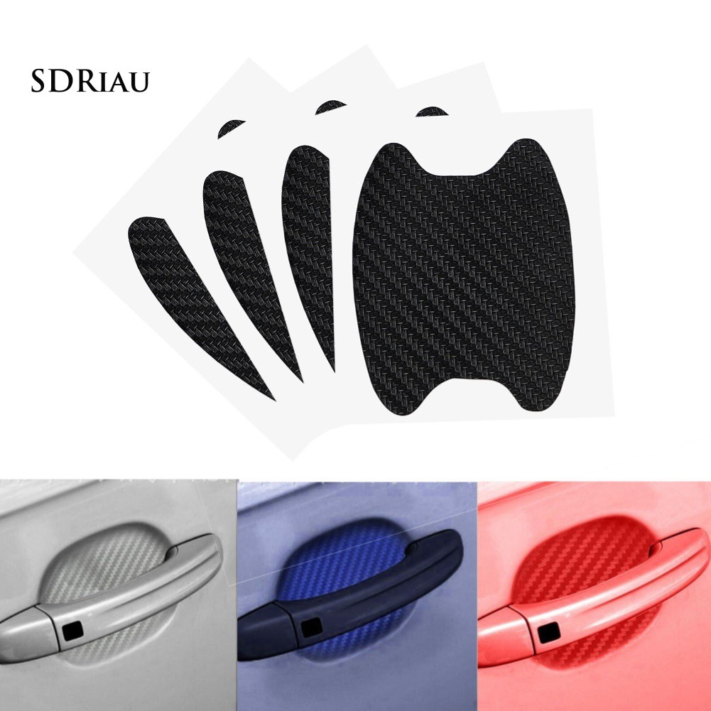 4Pcs Universal Carbon Fiber Car Door Handle Scratch Protector Film Stickers