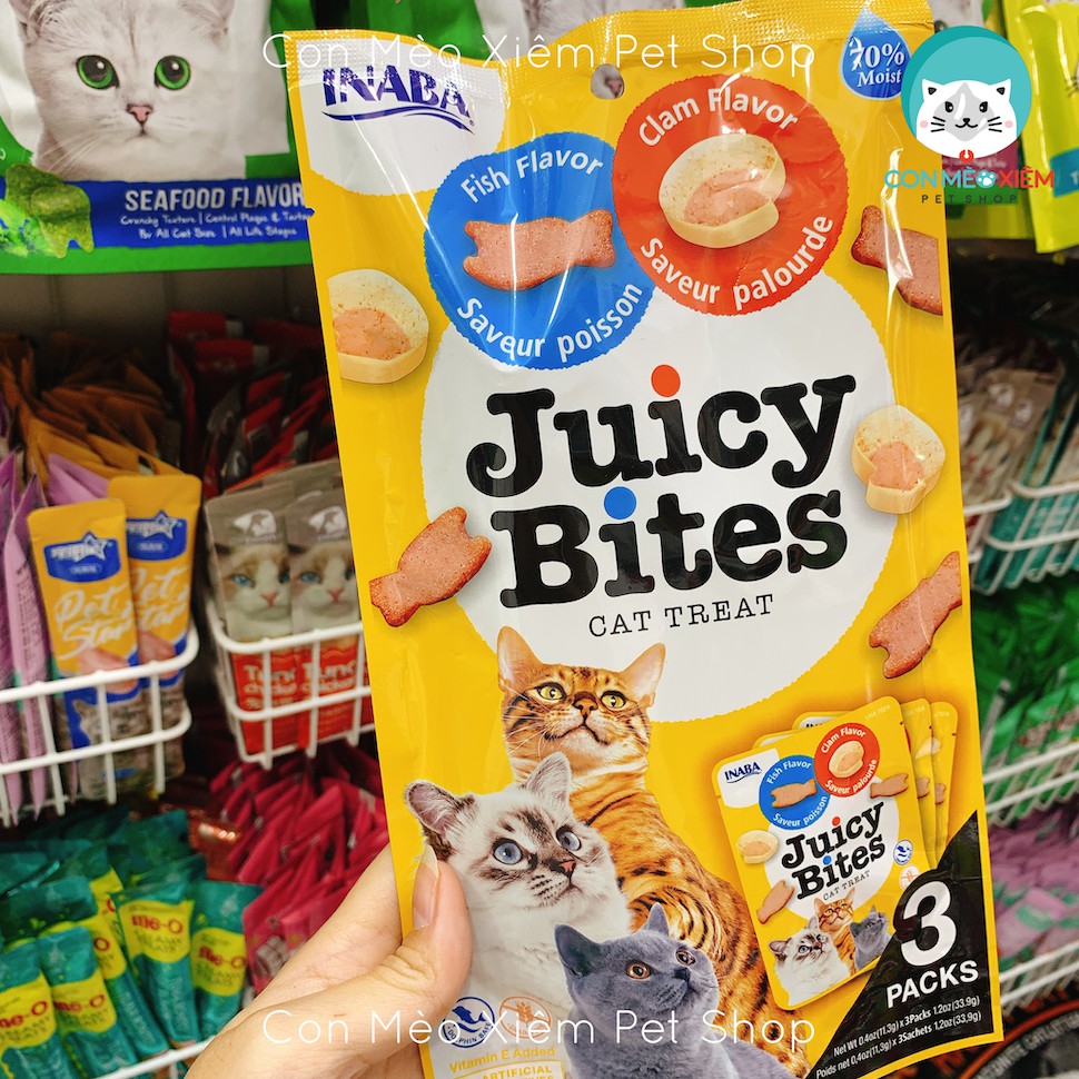 Bánh thưởng mềm cho mèo Inaba juicy bites 11.3g, thức ăn snack vặt huấn luyện mèo con lớn Con Mèo Xiêm