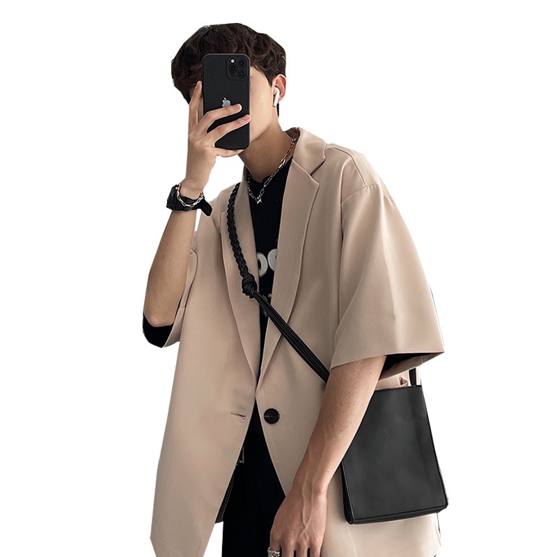 Áo Khoác Vest Tay Lỡ Dáng Rộng Phong Cách Hong Kong Thời Trang Sang Trọng Cho Nam