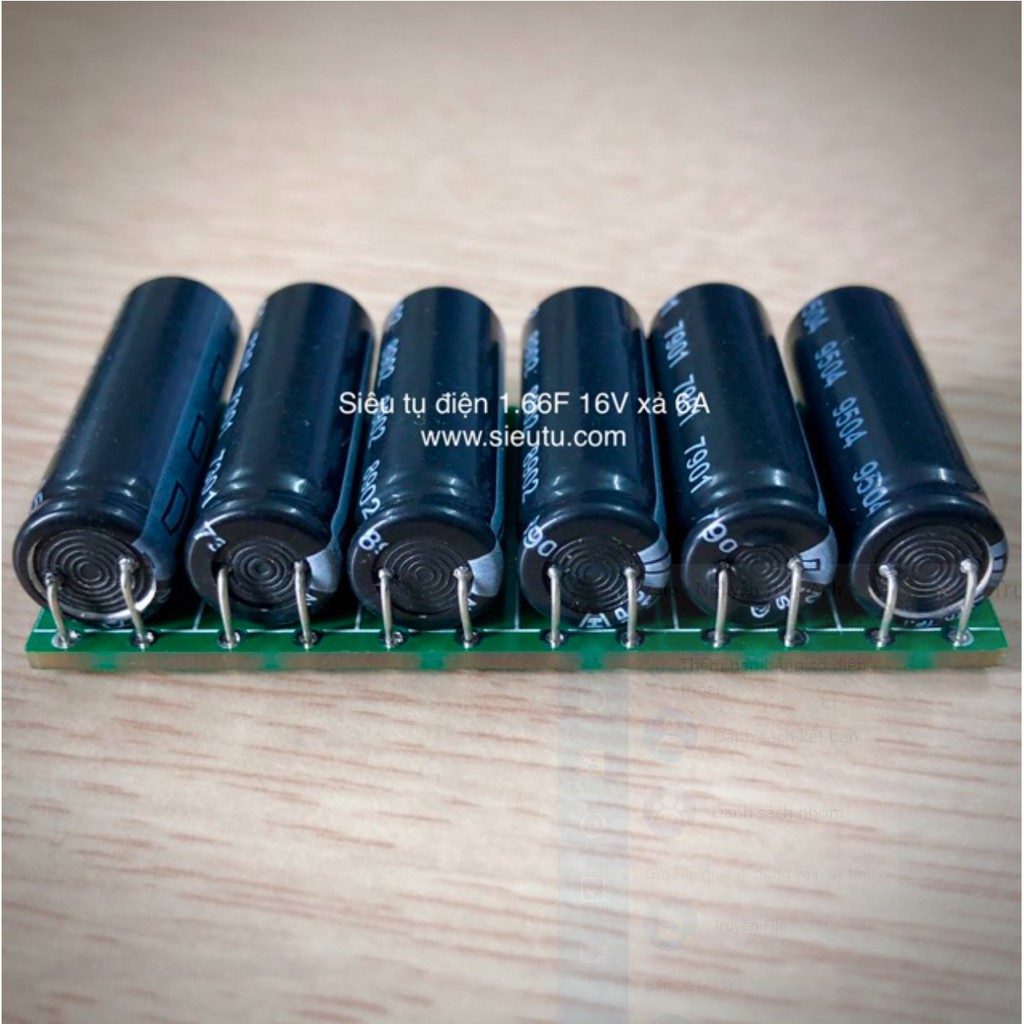 Pack Siêu tụ điện 16V 1.66F xả 6A tăng tuổi thọ acquy khởi động xe