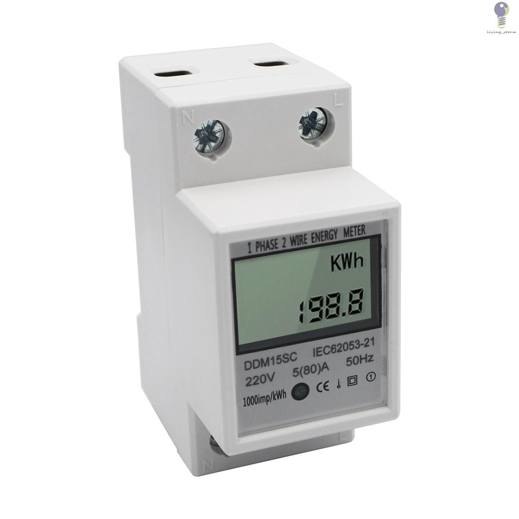 ving-LCD Digital Display Single Phase DIN-Rail Energy Meter 5-80A 220V 50Hz Electronic KWh Meter Power Consumption Monitor DDM15SC