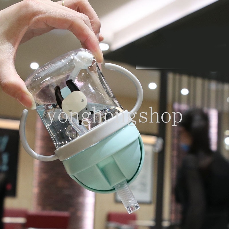 Bình Uống Nước Có Tay Cầm Và Ống Hút Dung Tích 300Ml Cho Bé