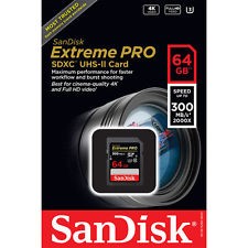 Thẻ nhớ SDXC Sandisk Extreme Pro UHS-II U3 2000x 64GB 300MB/s (Đen)