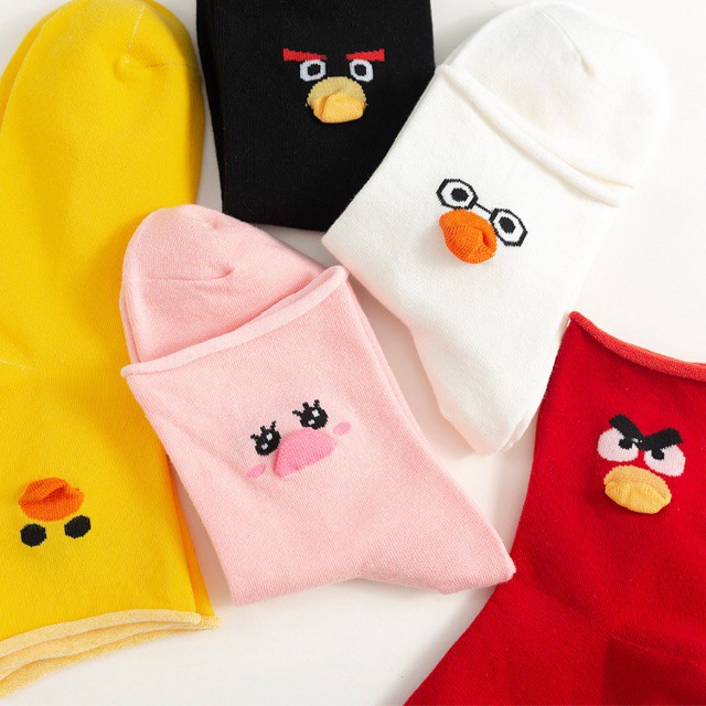 Tất Vớ Cổ Cao Hình Angry Bird Dễ Thương Thấm Hút Mồ Hôi Cho Nữ - La mode