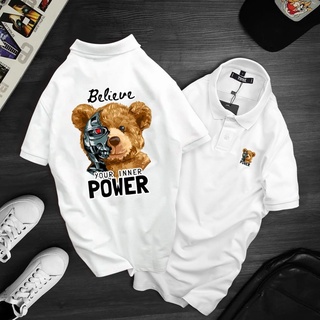 Áo thun bâu cổ trụ Gấu Power CÓ BIGSIZE- AOTHUNSN- VẢI POLY COTTON (vải da cá)