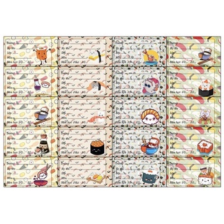 Nhãm vở đồ ăn sushi 20 nhãn khác nhau/ nhãn dán sushi