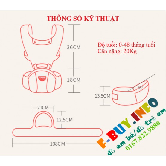 [XẢ KHO 190K] Địu ngồi DIGUMI 360 siêu thoáng XẢ KHO