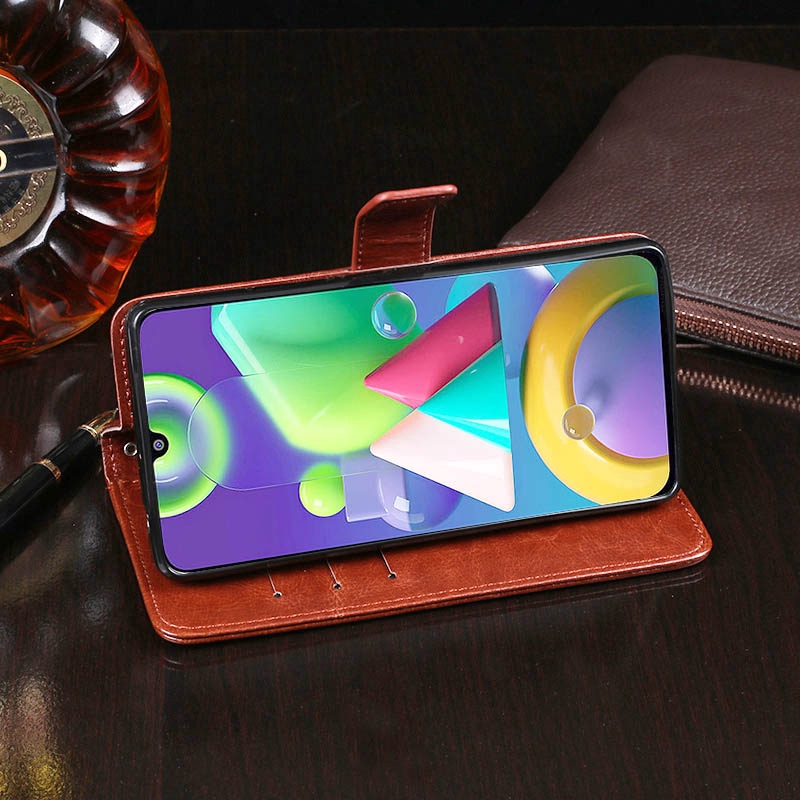 Bao da điện thoại dạng ví nắp gập từ tính dành cho Samsung Galaxy M21