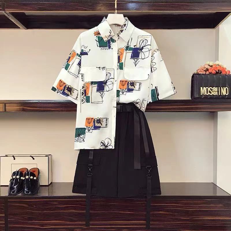 AMOI Áo Sơ Mi Ngắn Tay Dáng Rộng In Họa Tiết Thời Trang Nhật Bản 2022 Dành Cho Nữ