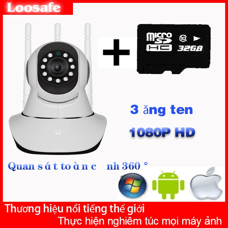 Loosafe  Camera IP Full HD Camera Giám sát 2.0Mpx 1080P Tiếng Việt Và Thẻ Nhớ không dây Camera 32Gb Chuyên Dụng | BigBuy360 - bigbuy360.vn