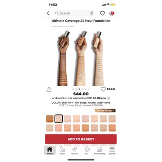 [SALE 75%] Kem nền Becca Ultimate Coverage 24 Hour màu Shell