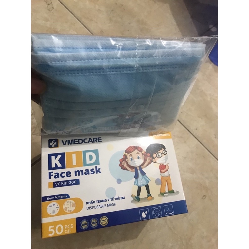 hộp 50 Khẩu Trang Trẻ Em  Kháng Khuẩn. [Sãn Hàng]