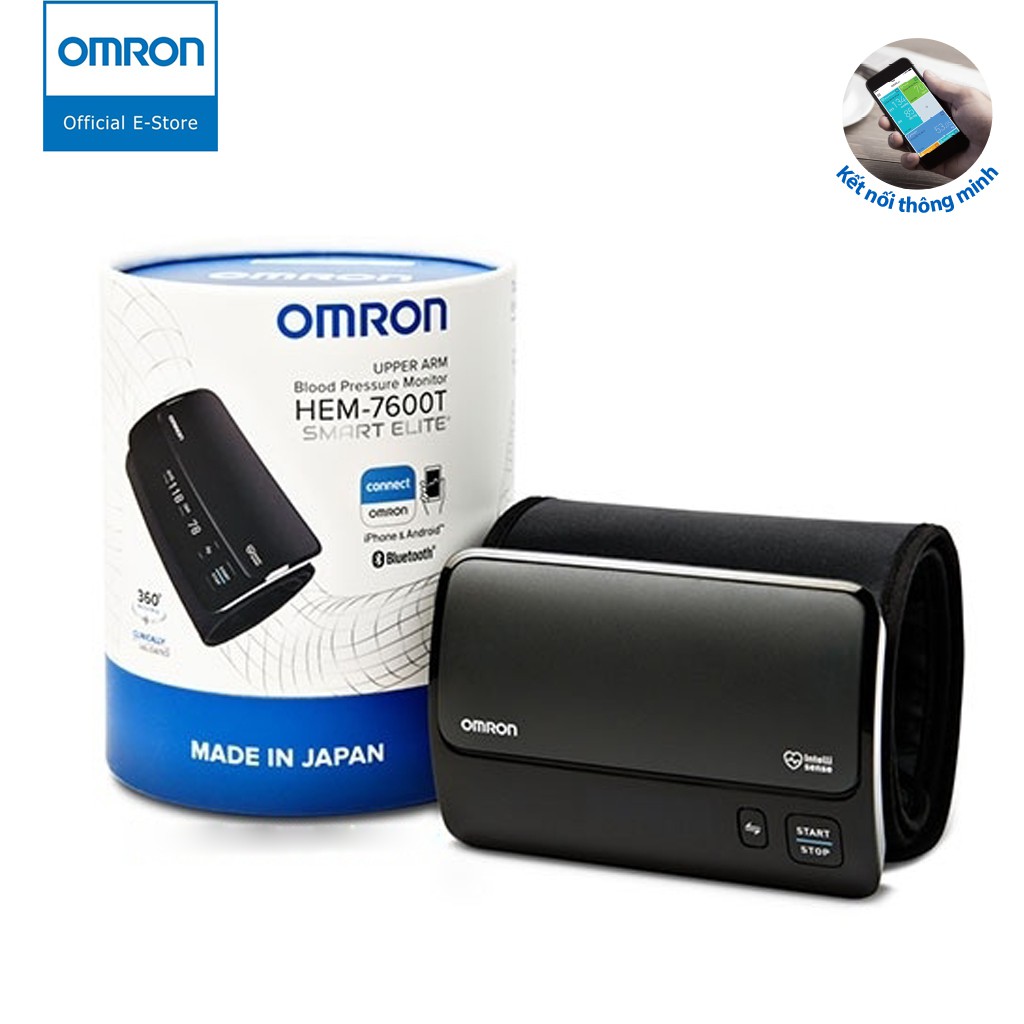 Máy Đo Huyết Áp Cao Cấp Omron HEM-7600T | Kết Nối Bluetooth, Công nghệ Intellisense , Vòng Bít Không Dây Xoay 360 Độ