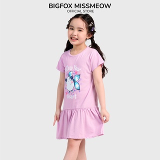   10-20kg Váy thun bé gái Bigfox Miss Meow mùa hè vải cotton size 3 - 11 tuổi 