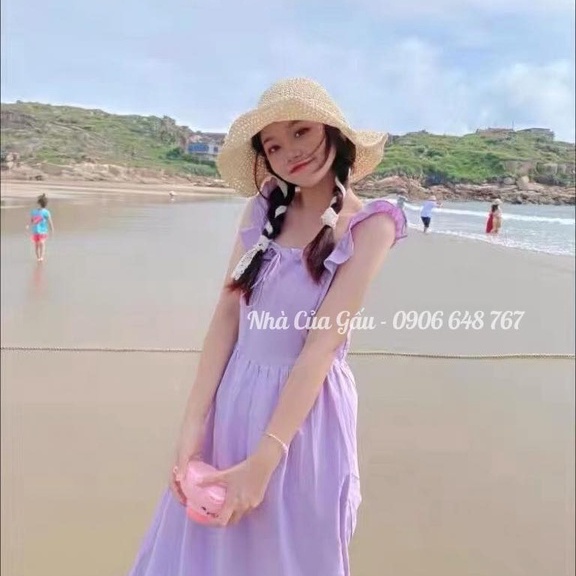 Mũ cói ren cột nơ loại 1 đi chơi siêu xinh