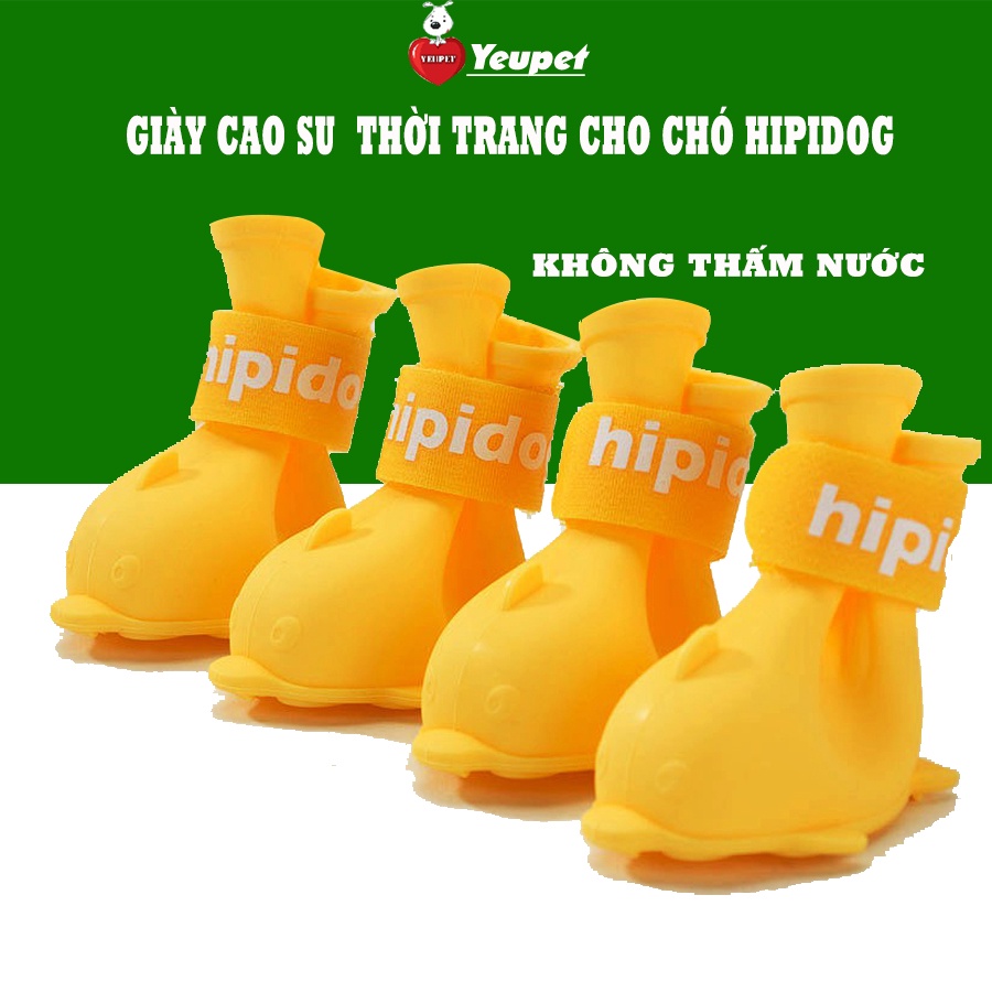 Sét 4 chiếc giày cho chó đi mưa YEUPET không thấm nước chất liệu an toàn cho chó