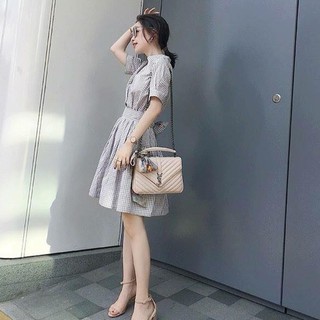 Đầm sơ mi thắt eo caro - DOFFY DRESS