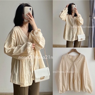Áo babydoll khuy cài cổ V