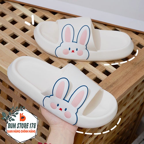 Dép nữ quai ngang cute mang trong nhà icon hình thỏ dễ thương, Dép đi trong nhà cute icon mặt thỏ phong cách hiện đại