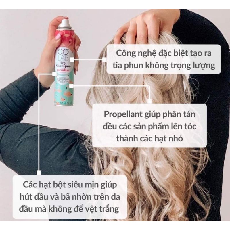Dầu Gội Khô COLAB  | Dưỡng Tóc Mềm Mượt, Tóc Sạch Bồng Bềnh - Vào Nếp Sau 5 Giây