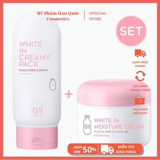 COMBO Kem ủ Trắng G9 Skin White In Creamy Pack (200ml) + Kem dưỡng trắng da G9 Skin-White In Whipping Cream 50ml