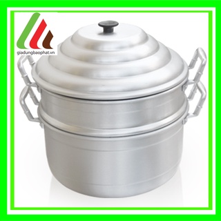 Nồi/xửng hấp hông xôi 1 đáy + 1 ngăn nhôm xi bóng size 24 26 28 30 32 34 36 38 40 Kim Hằng Chính hãng