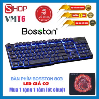 [2 Trong 1] Bàn phím giả cơ Gaming LED Bosston 803 - Tặng kèm tấm lót chuột!