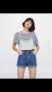 Quần short jeans nữ cạp cao dáng A