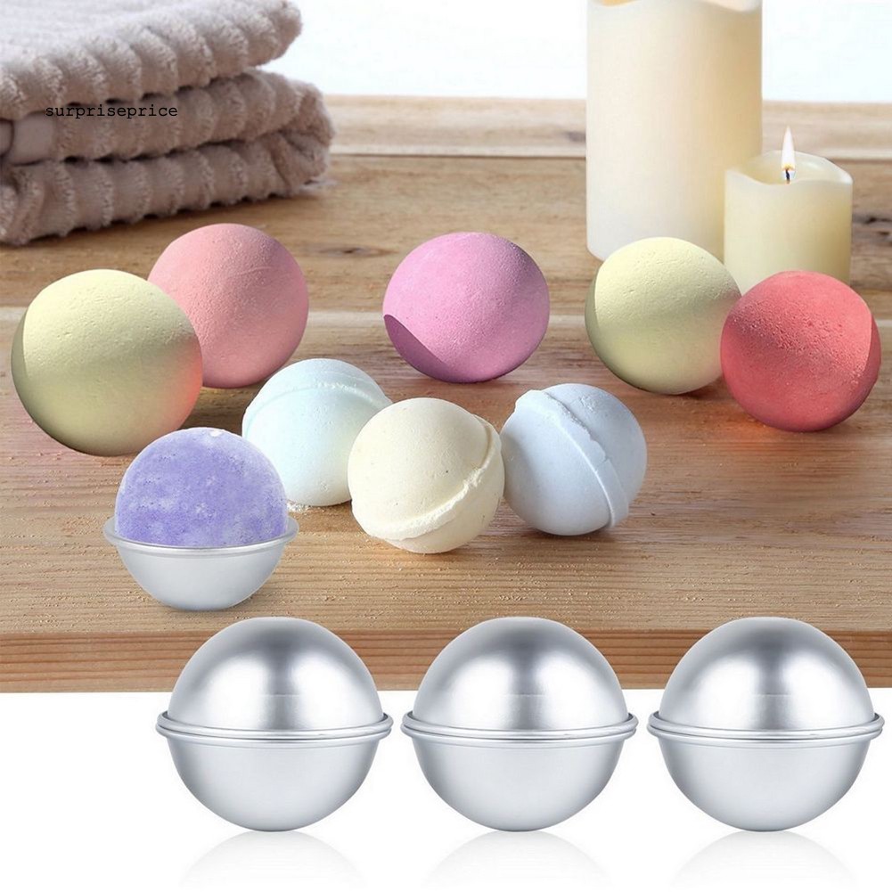 [Ready Stock] 2Pcs 4.5/5.5/6.5cm 3D Aluminum Alloy Homemade Round Sphere DIY Bath Bomb Mold