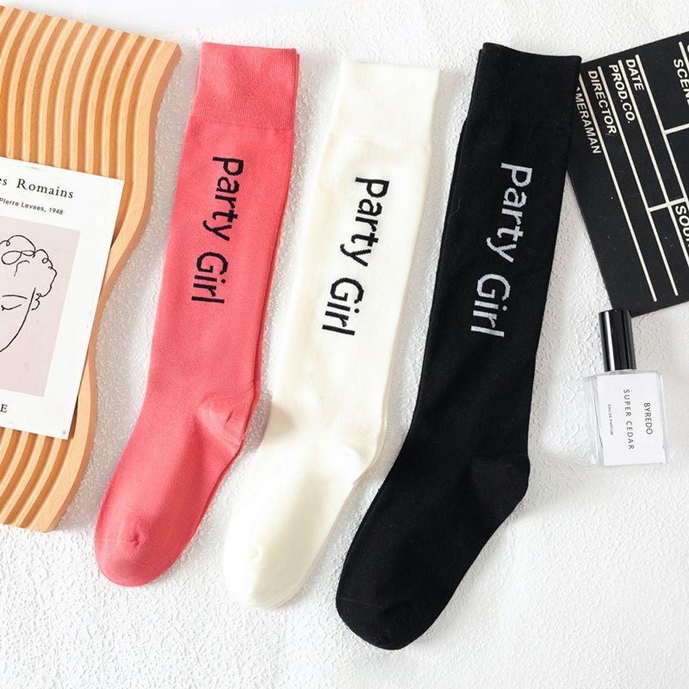 Vớ Cao Qua Gối Thoáng Khí Co Giãn In Chữ Ngọt Ngào Phong Cách Hàn Quốc Cho Nữ