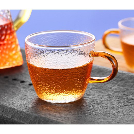 BỘ 6 CHÉN TRÀ THỦY TINH SẦN QUAI VÀNG DUNG TÍCH 120ML
