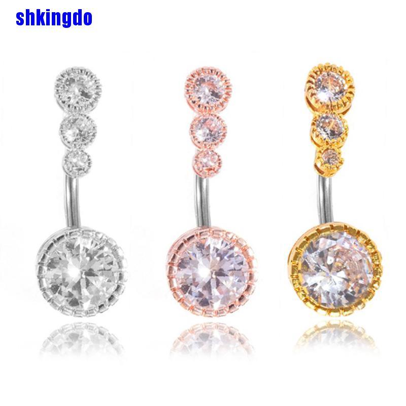 Khuyên rốn dạng thanh tạ đính pha lê